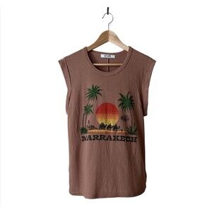 Letluv Marrakech Shirt Womens Large Palm Trees Graphic Anthropologie Sunset Top